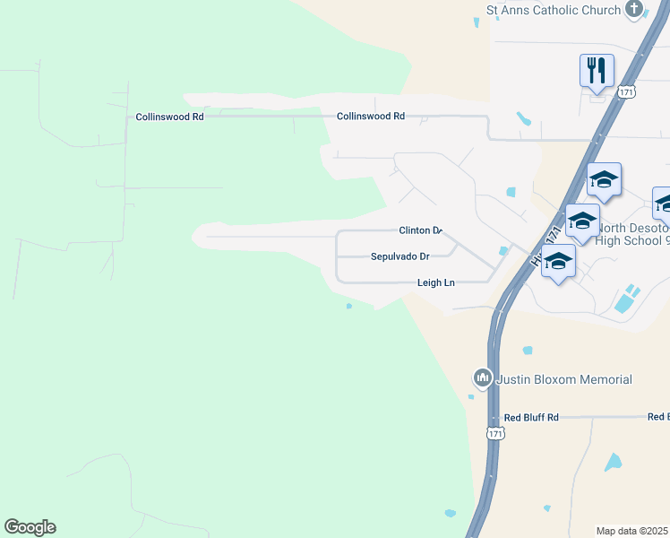 map of restaurants, bars, coffee shops, grocery stores, and more near 115 Pegasus Road in Stonewall
