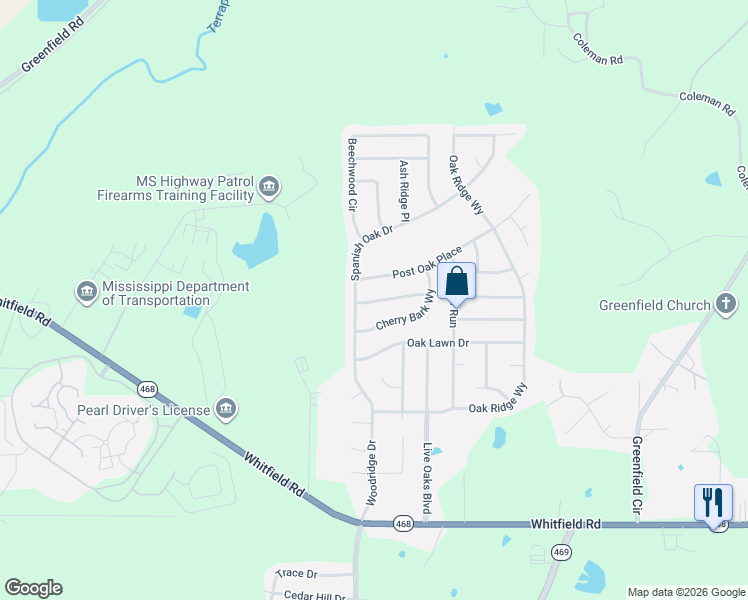 map of restaurants, bars, coffee shops, grocery stores, and more near 120 Cherry Laurel Circle in Brandon