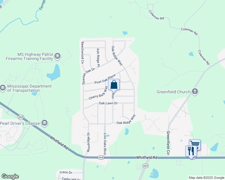 map of restaurants, bars, coffee shops, grocery stores, and more near 331 Willow Run in Brandon