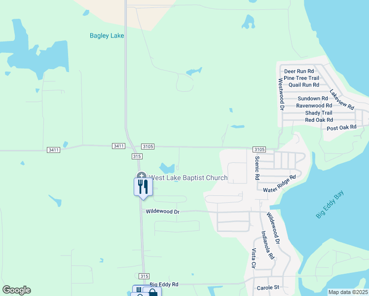 map of restaurants, bars, coffee shops, grocery stores, and more near 20880 County Road 3105 in Chandler