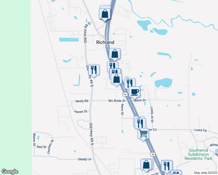map of restaurants, bars, coffee shops, grocery stores, and more near 180 Bud Street in Richland