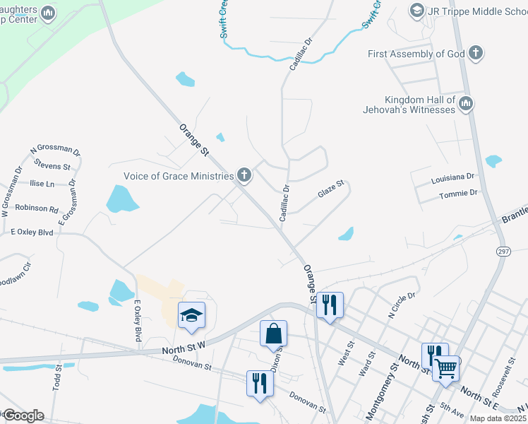 map of restaurants, bars, coffee shops, grocery stores, and more near 1204 Cadillac Drive in Vidalia