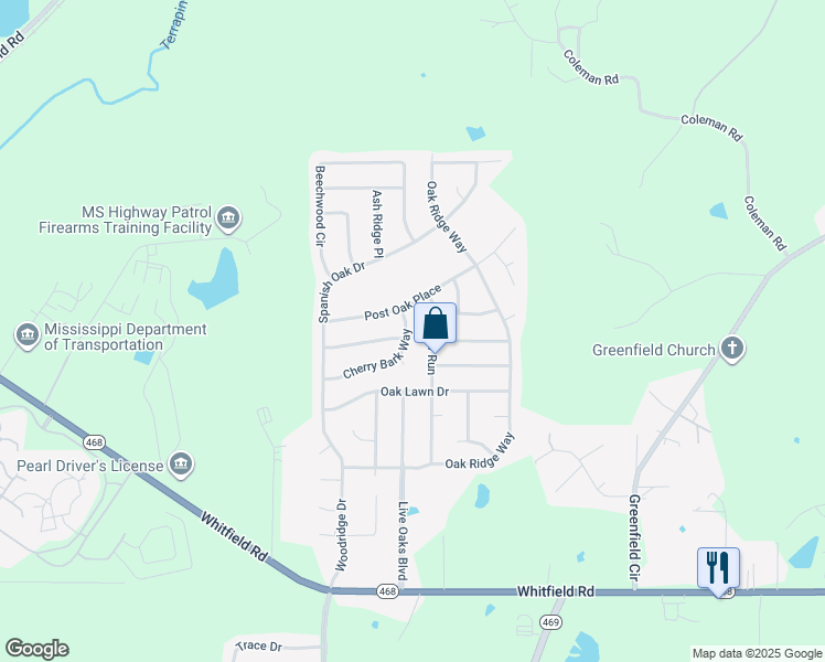 map of restaurants, bars, coffee shops, grocery stores, and more near 331 Willow Run in Brandon