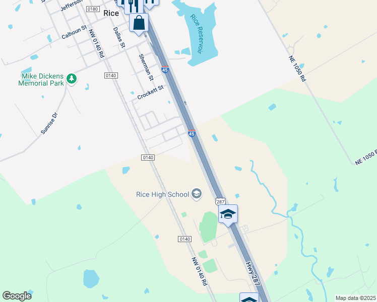 map of restaurants, bars, coffee shops, grocery stores, and more near 1200 McKinney Street in Rice