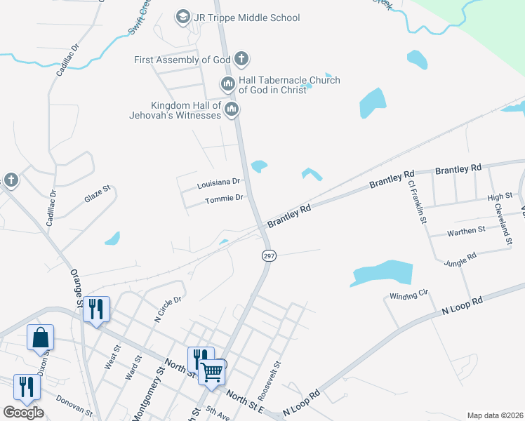 map of restaurants, bars, coffee shops, grocery stores, and more near 1603 McIntosh Street in Vidalia