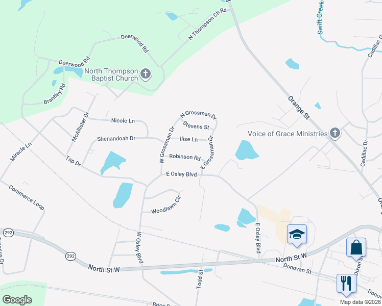 map of restaurants, bars, coffee shops, grocery stores, and more near 704 East Grossman Drive in Vidalia