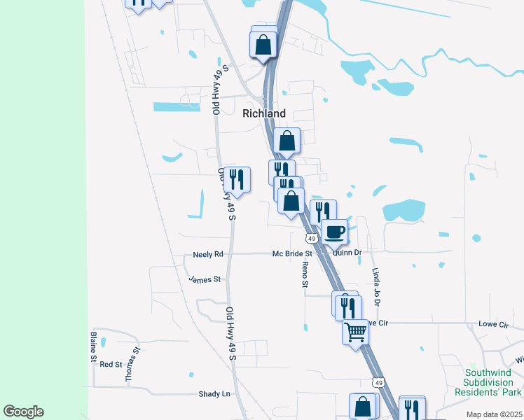 map of restaurants, bars, coffee shops, grocery stores, and more near 180 Bud Street in Richland