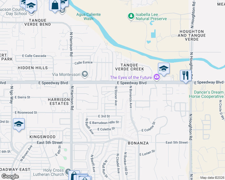 map of restaurants, bars, coffee shops, grocery stores, and more near 9753 1st Street in Tucson