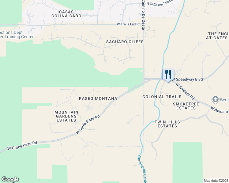 map of restaurants, bars, coffee shops, grocery stores, and more near 4800 West Gates Pass Road in Tucson