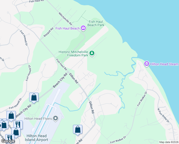 map of restaurants, bars, coffee shops, grocery stores, and more near 9 Wiley Lane in Hilton Head Island