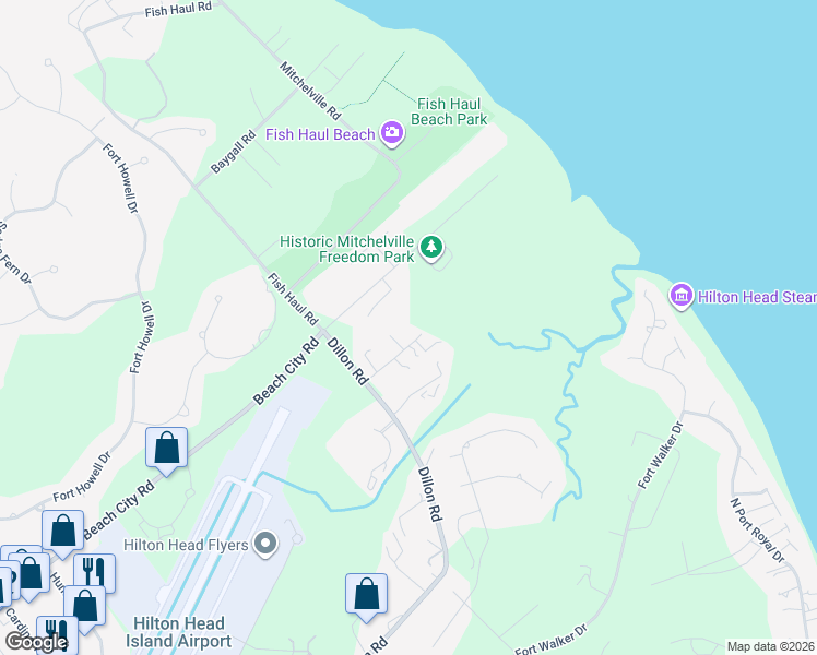 map of restaurants, bars, coffee shops, grocery stores, and more near 9 Wiley Lane in Hilton Head Island