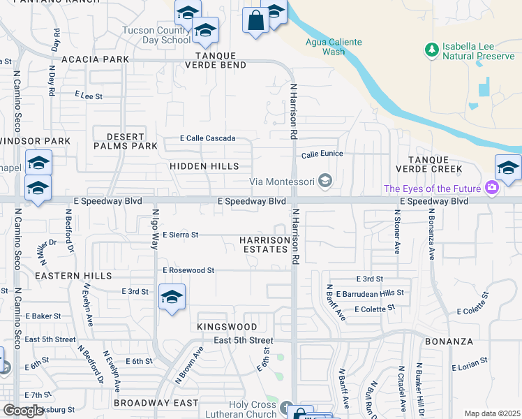 map of restaurants, bars, coffee shops, grocery stores, and more near 9420 East Speedway Boulevard in Tucson