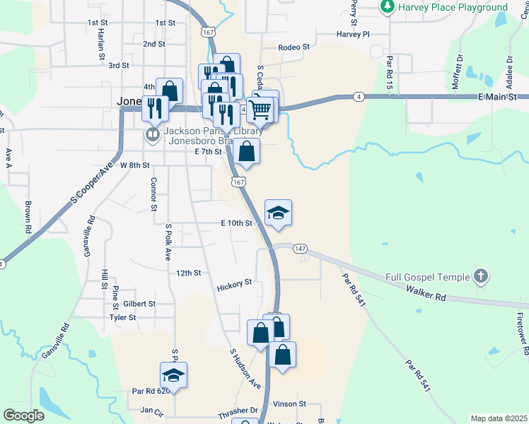 map of restaurants, bars, coffee shops, grocery stores, and more near 440 Old Winnfield Road in Jonesboro