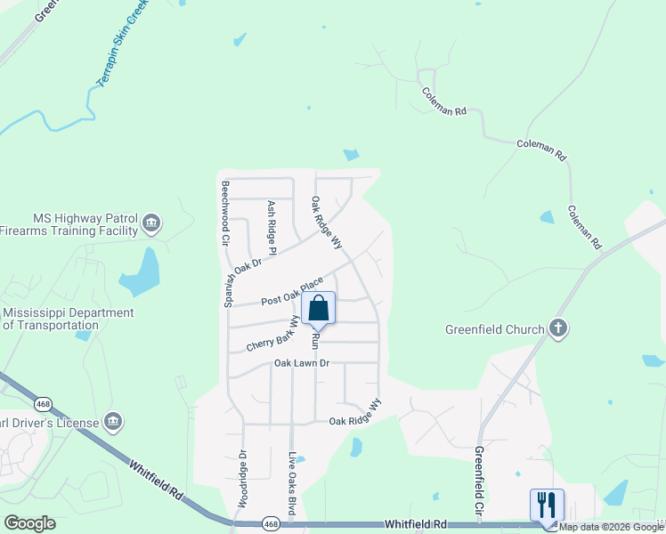 map of restaurants, bars, coffee shops, grocery stores, and more near 639 Post Oak Place in Brandon