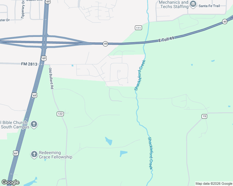 map of restaurants, bars, coffee shops, grocery stores, and more near 9279 Ridge Creek Drive in Tyler