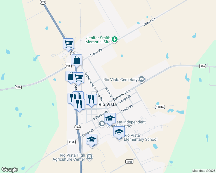 map of restaurants, bars, coffee shops, grocery stores, and more near 206 North 1st Street in Rio Vista