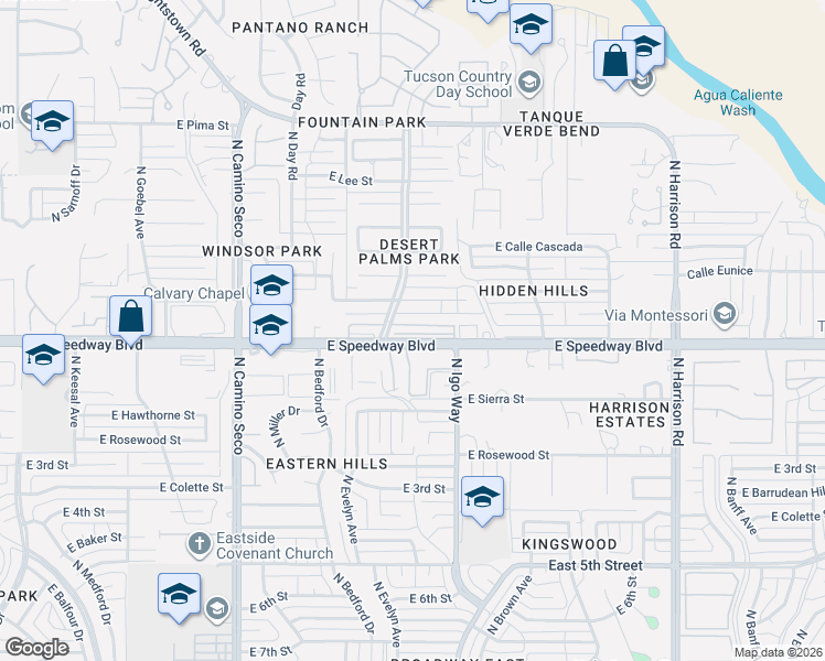 map of restaurants, bars, coffee shops, grocery stores, and more near 9000 East Bellevue Street in Tucson
