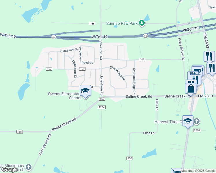 map of restaurants, bars, coffee shops, grocery stores, and more near 16852 Plumridge Circle in Tyler