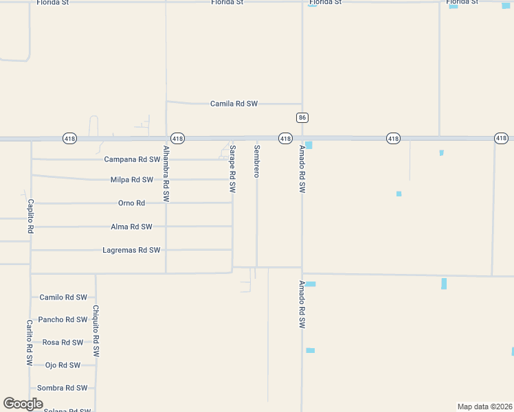 map of restaurants, bars, coffee shops, grocery stores, and more near Sombrero Road Southwest in Luna County