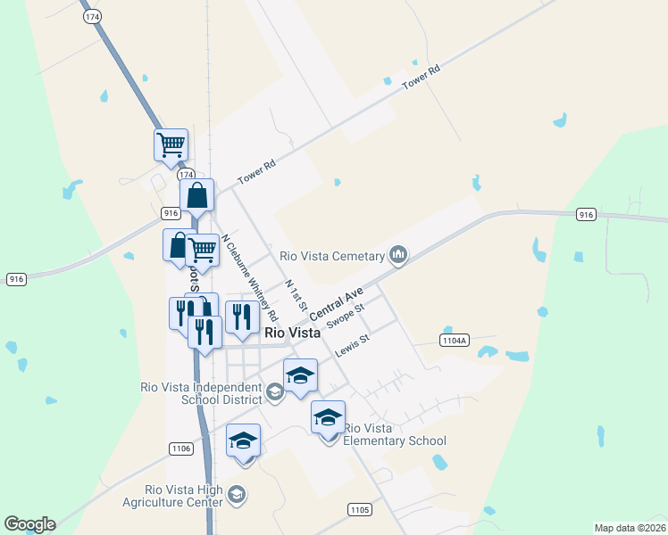 map of restaurants, bars, coffee shops, grocery stores, and more near 601 Central Avenue in Rio Vista