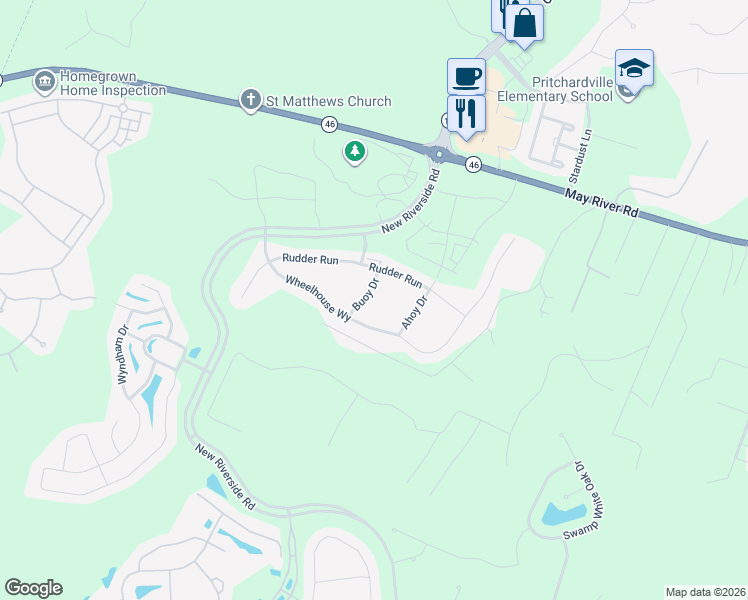 map of restaurants, bars, coffee shops, grocery stores, and more near 21 Buoy Drive in Bluffton
