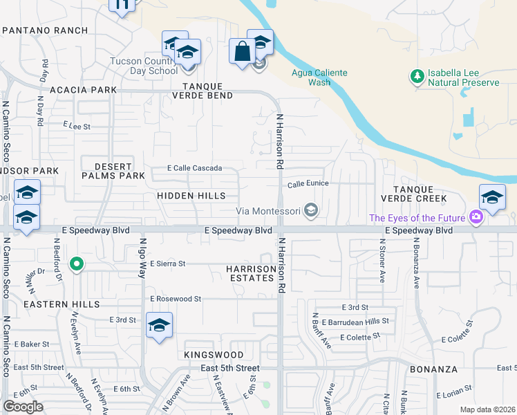 map of restaurants, bars, coffee shops, grocery stores, and more near 9411 East Speedway Boulevard in Tucson