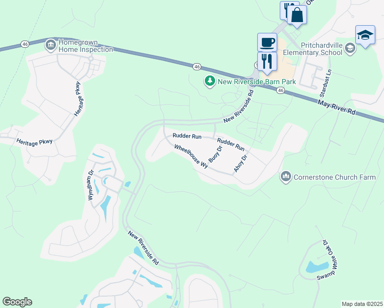 map of restaurants, bars, coffee shops, grocery stores, and more near 54 Wheelhouse Way in Bluffton