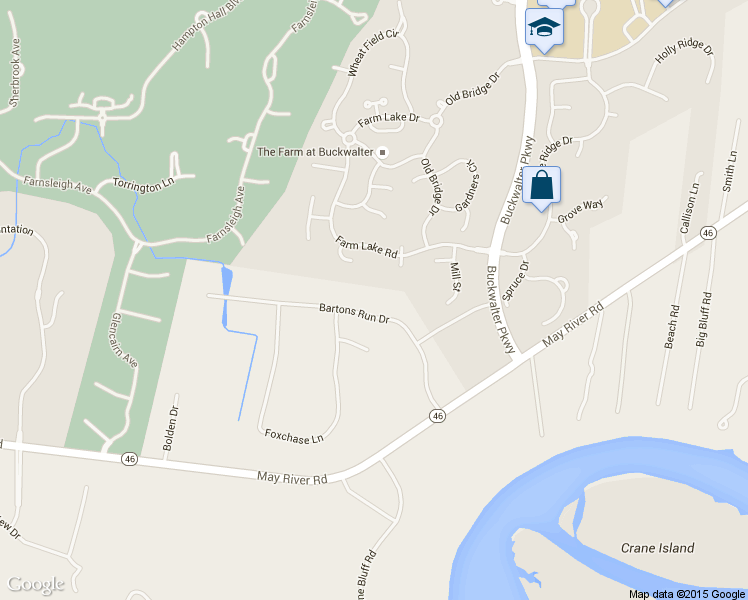 map of restaurants, bars, coffee shops, grocery stores, and more near 20 Bartons Run Drive in Bluffton