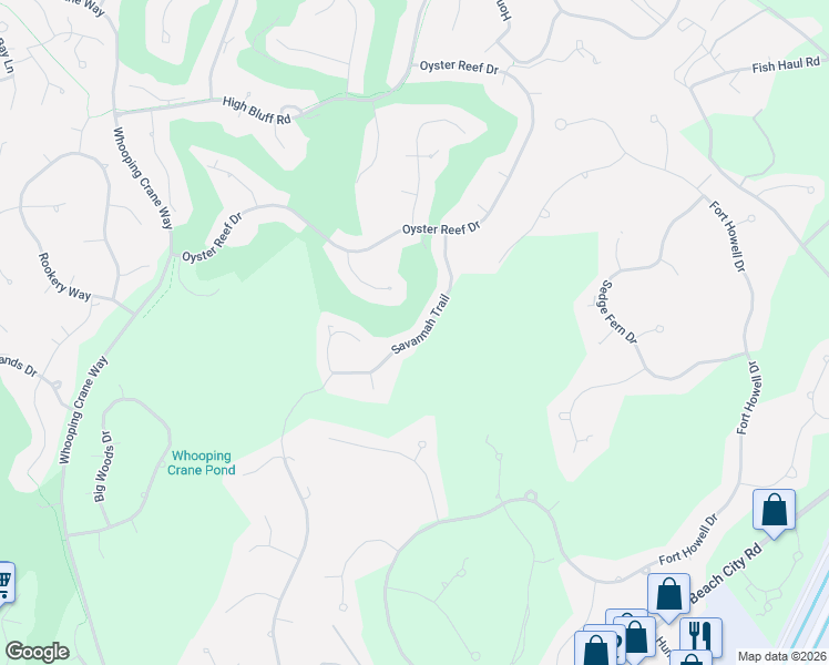 map of restaurants, bars, coffee shops, grocery stores, and more near 36 Savannah Trail in Hilton Head Island