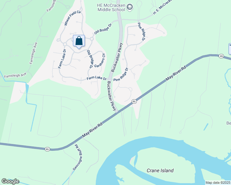 map of restaurants, bars, coffee shops, grocery stores, and more near 23 Spruce Drive in Bluffton