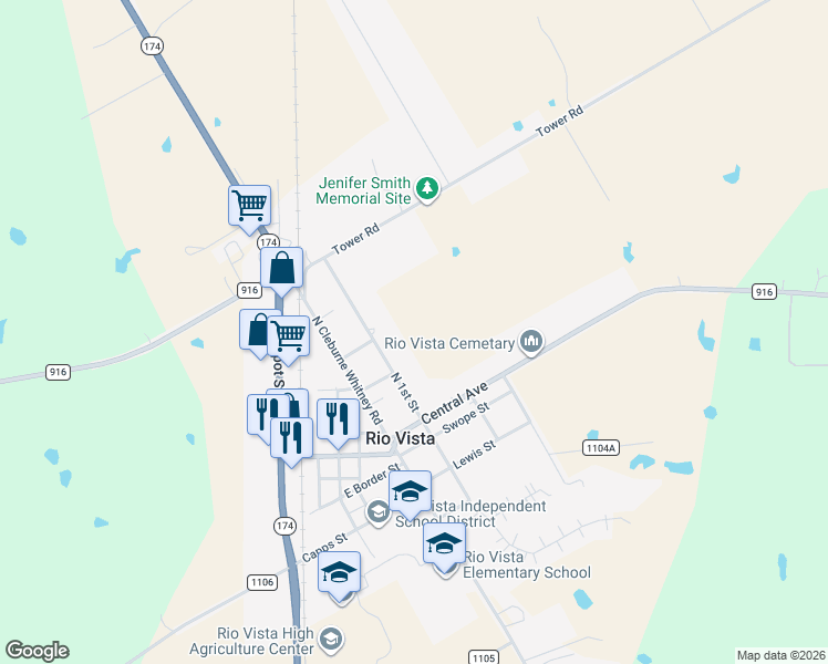 map of restaurants, bars, coffee shops, grocery stores, and more near 206 North 1st Street in Rio Vista