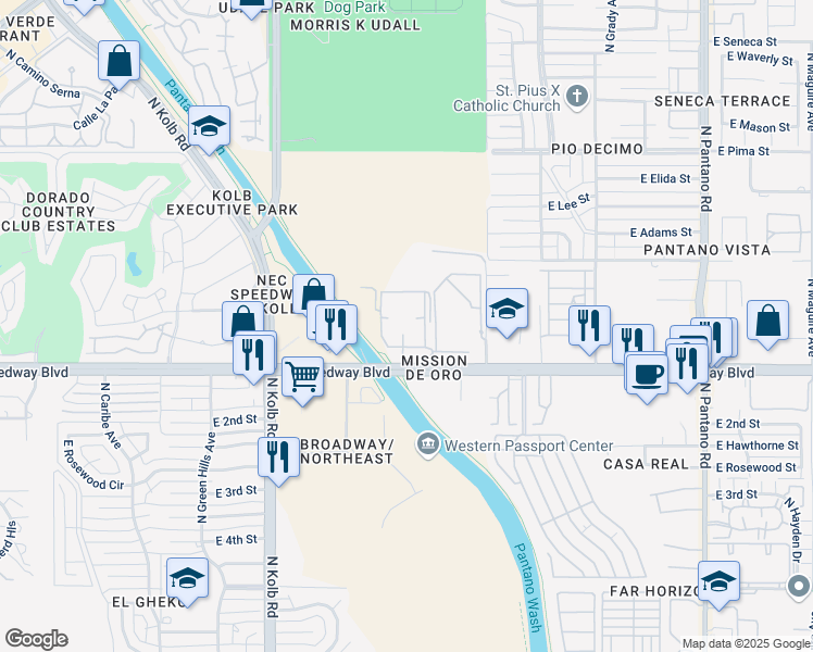 map of restaurants, bars, coffee shops, grocery stores, and more near in Tucson