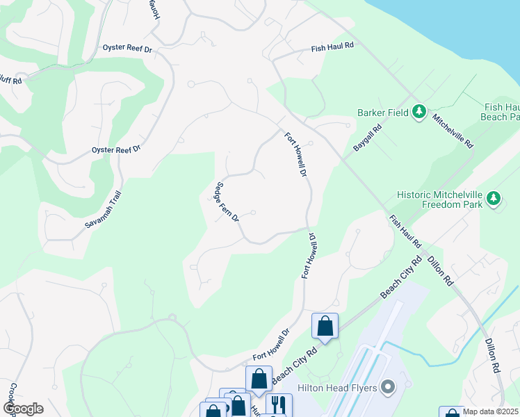 map of restaurants, bars, coffee shops, grocery stores, and more near 9 Summers Lane in Hilton Head Island