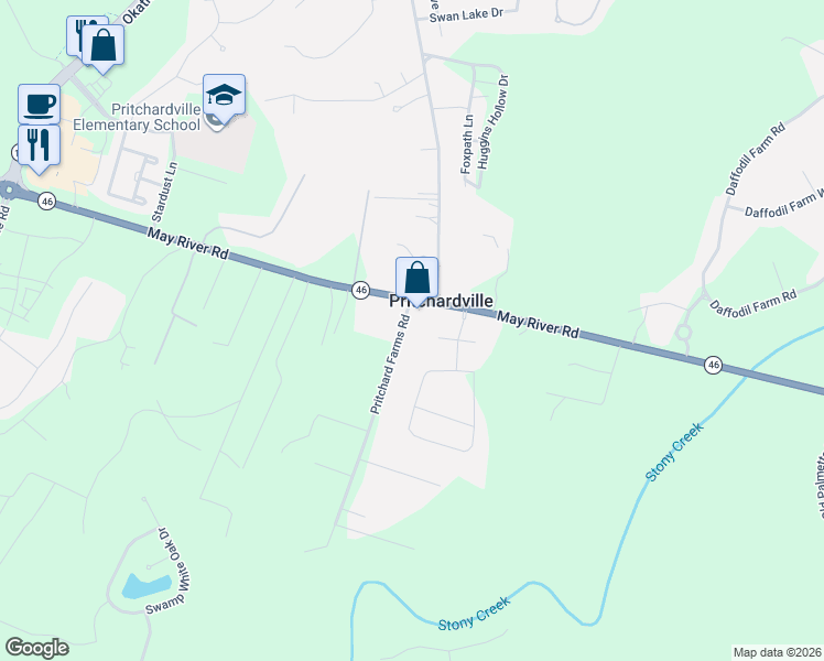 map of restaurants, bars, coffee shops, grocery stores, and more near 32 Pritchard Farms Road in Bluffton