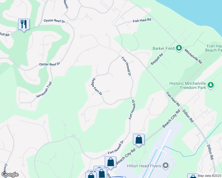 map of restaurants, bars, coffee shops, grocery stores, and more near 9 Summers Lane in Hilton Head Island