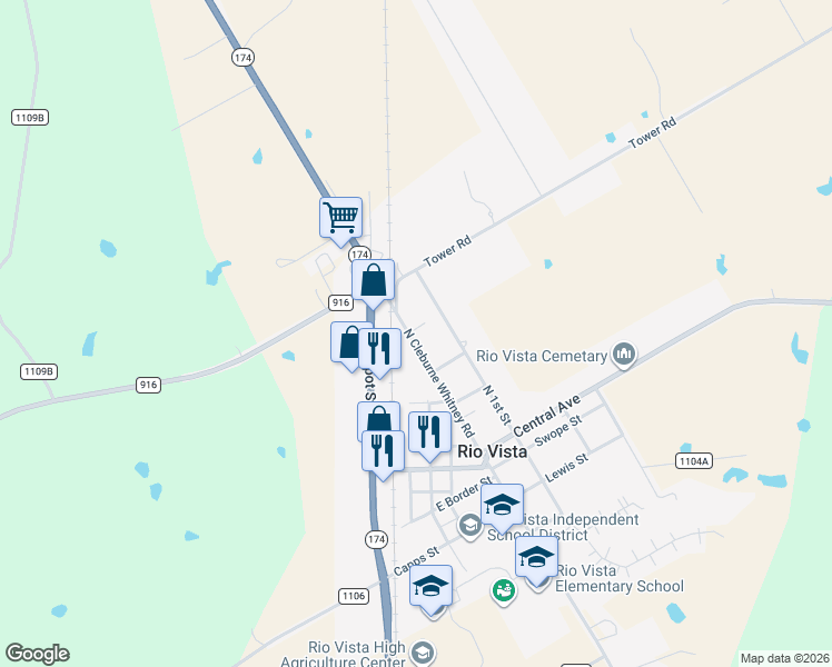map of restaurants, bars, coffee shops, grocery stores, and more near 503 North 1st Street in Rio Vista
