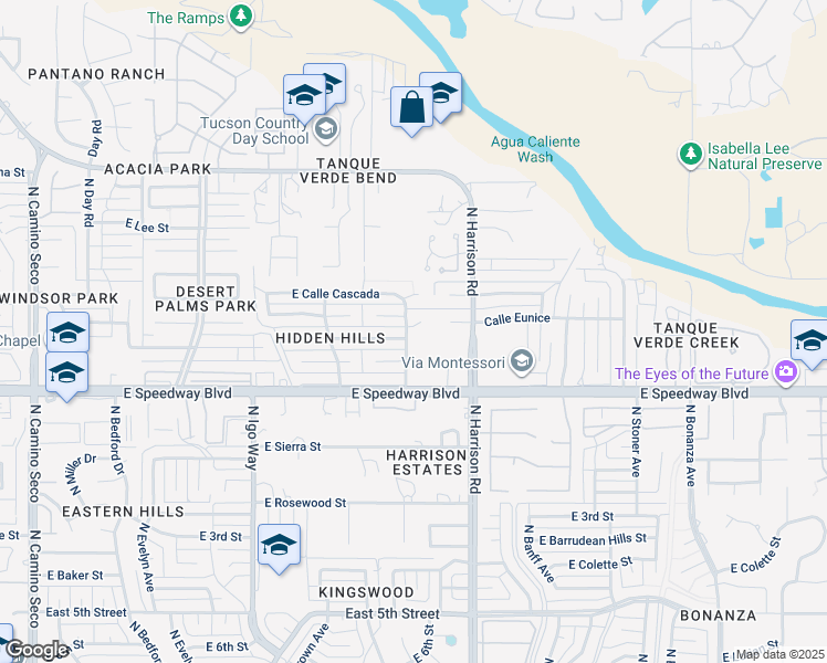 map of restaurants, bars, coffee shops, grocery stores, and more near 9431 East Placita Eunice in Tucson