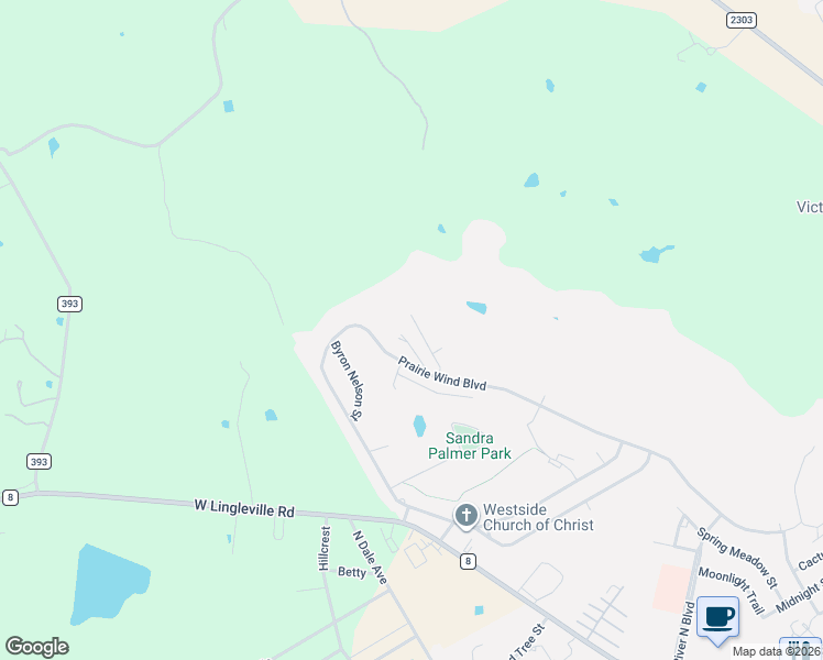 map of restaurants, bars, coffee shops, grocery stores, and more near 1205 Prairie Wind Boulevard in Stephenville