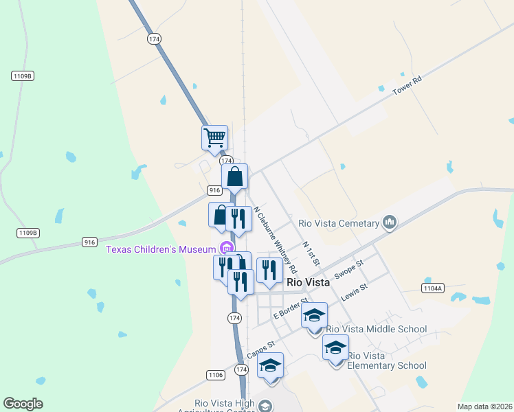 map of restaurants, bars, coffee shops, grocery stores, and more near 503 North 1st Street in Rio Vista