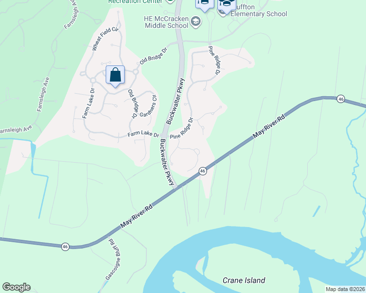 map of restaurants, bars, coffee shops, grocery stores, and more near 4 Spruce Drive in Bluffton