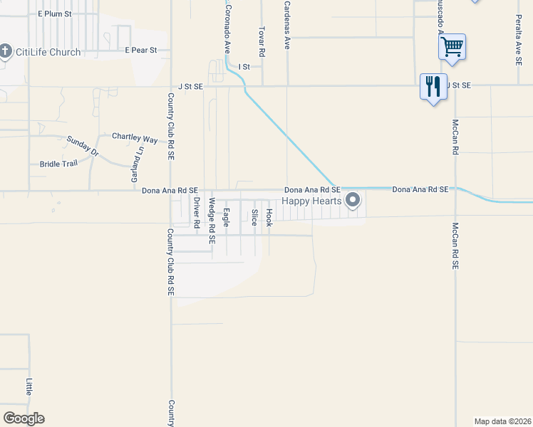 map of restaurants, bars, coffee shops, grocery stores, and more near 3010 Hook in Deming