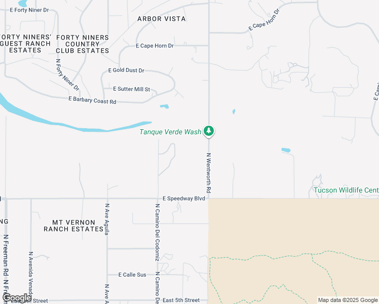 map of restaurants, bars, coffee shops, grocery stores, and more near 1345 North Wentworth Road in Tucson