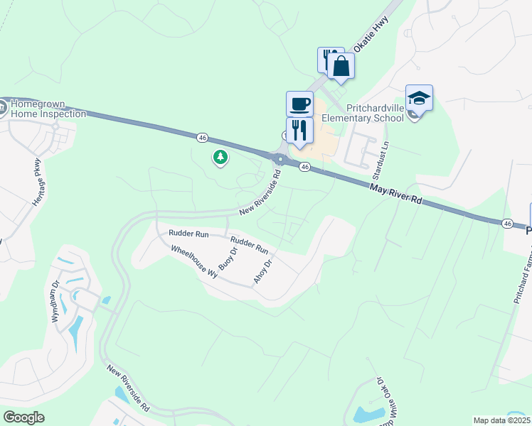 map of restaurants, bars, coffee shops, grocery stores, and more near in Bluffton