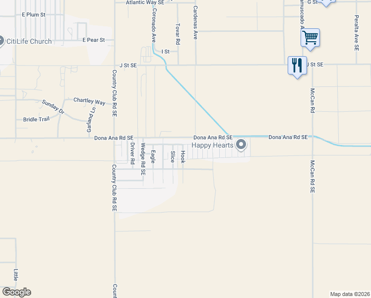 map of restaurants, bars, coffee shops, grocery stores, and more near Water Hazard in Deming