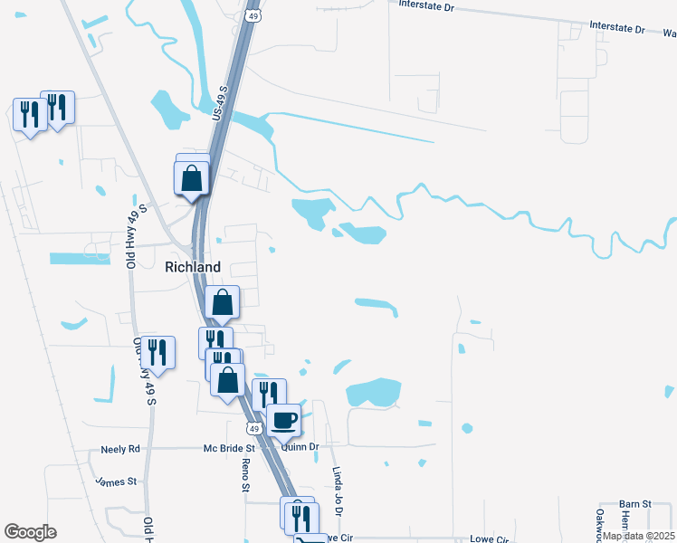 map of restaurants, bars, coffee shops, grocery stores, and more near in Richland