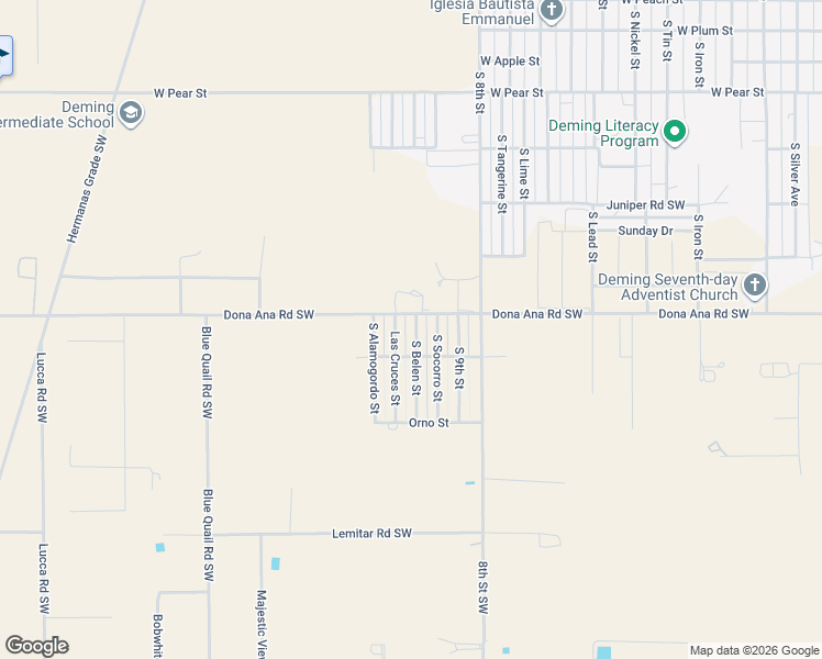 map of restaurants, bars, coffee shops, grocery stores, and more near 2904 Las Cruces Street in Deming