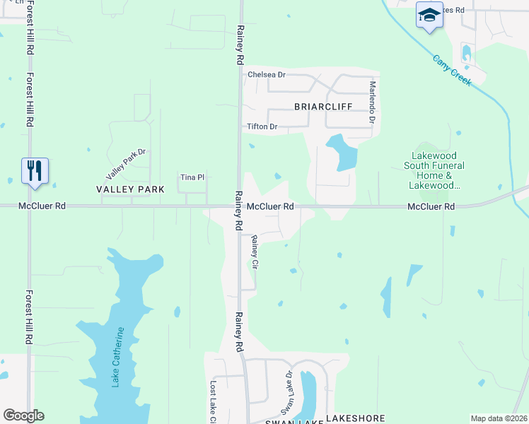 map of restaurants, bars, coffee shops, grocery stores, and more near 642 McCluer Road in Jackson