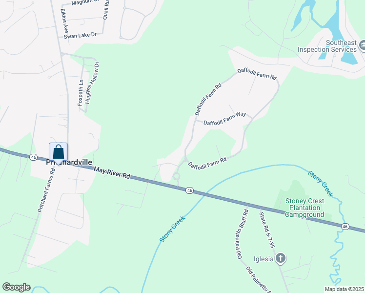 map of restaurants, bars, coffee shops, grocery stores, and more near 7 Daffodil Farm Road in Bluffton