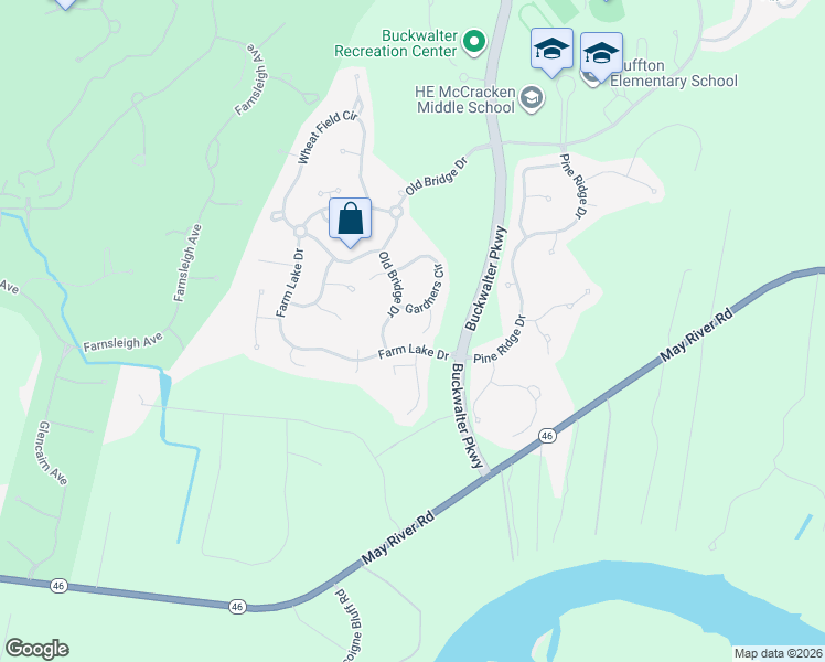 map of restaurants, bars, coffee shops, grocery stores, and more near 470 Gardners Lane in Bluffton
