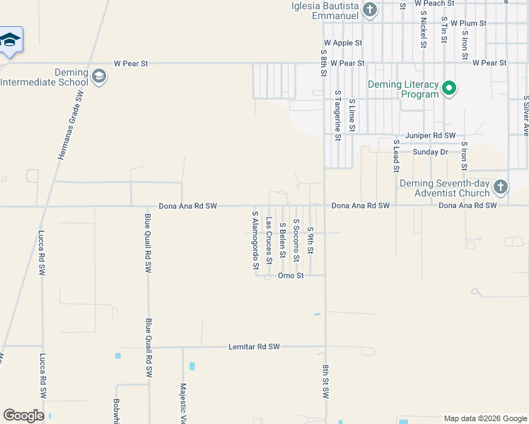map of restaurants, bars, coffee shops, grocery stores, and more near 2904 Las Cruces Street in Deming